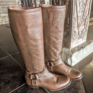 FRYE Phillip Harness Whiskey🤎 Brown Tall Leather Riding Boots Womens Size7